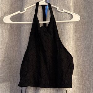 Zara Sheer Black Halter Crop Top